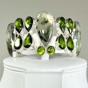 Prehnite Peridot 925 Large Gemstone Bracelet ONLY